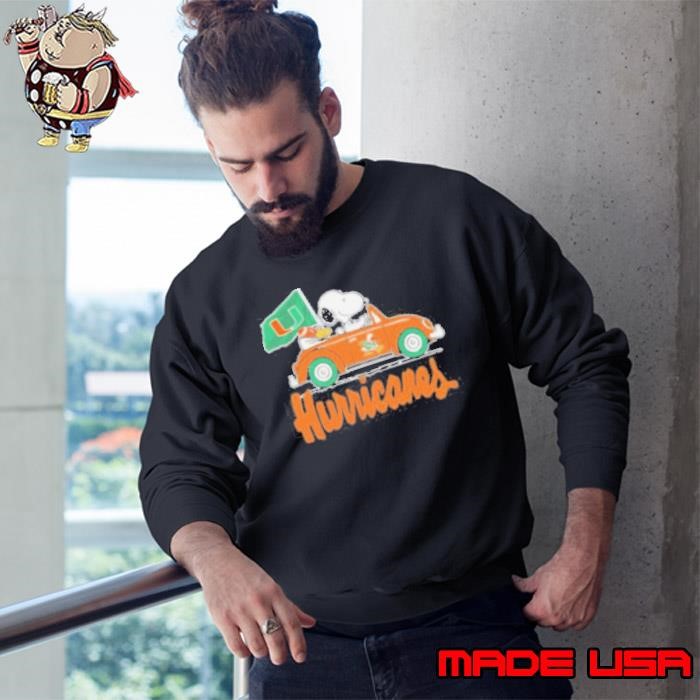 Peanuts Snoopy And Woodstock X Miami Hurricanes Driving Car Sweatshirt