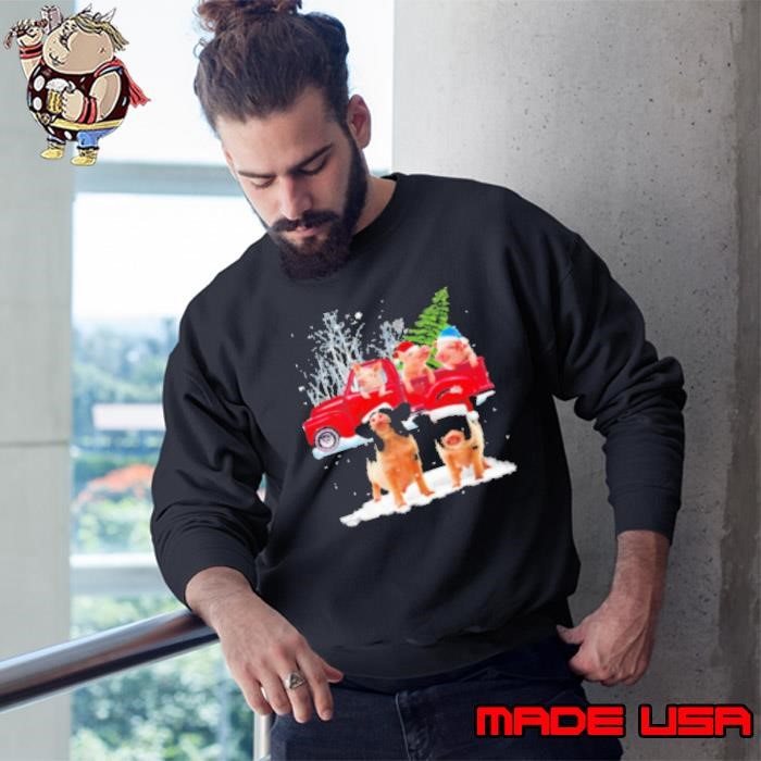 Pig Christmas Tractor Santa Christmas Tree Sweatshirt