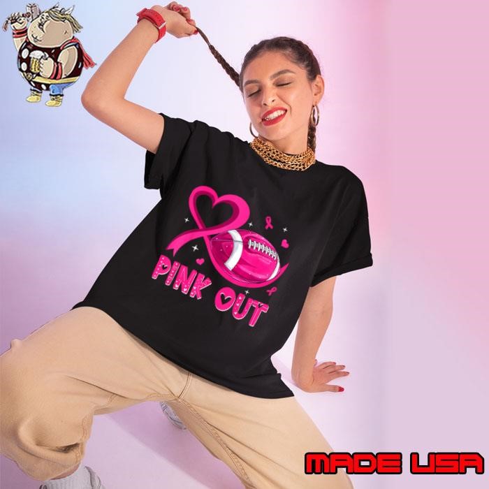 Pink Out Breast Cancer Awareness Football Pink Ribbon Ladies tee