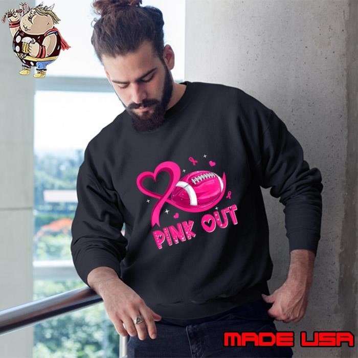 Pink Out Breast Cancer Awareness Football Pink Ribbon Sweatshirt