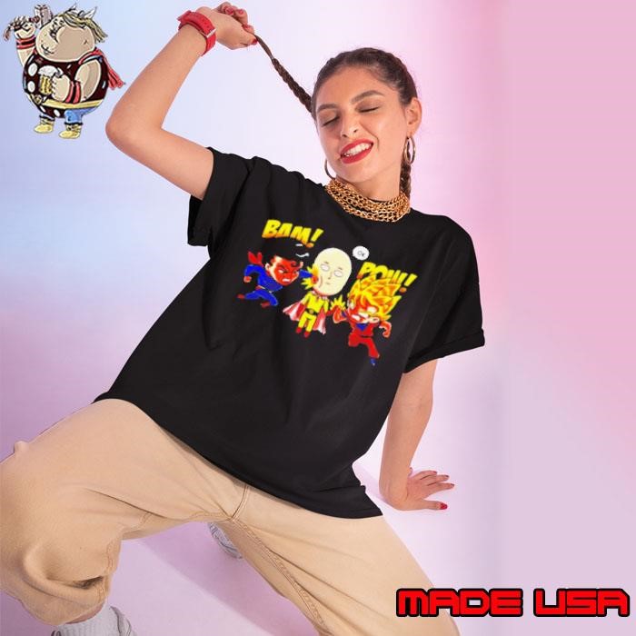 Saitama Vs Superman And Goku Ladies tee