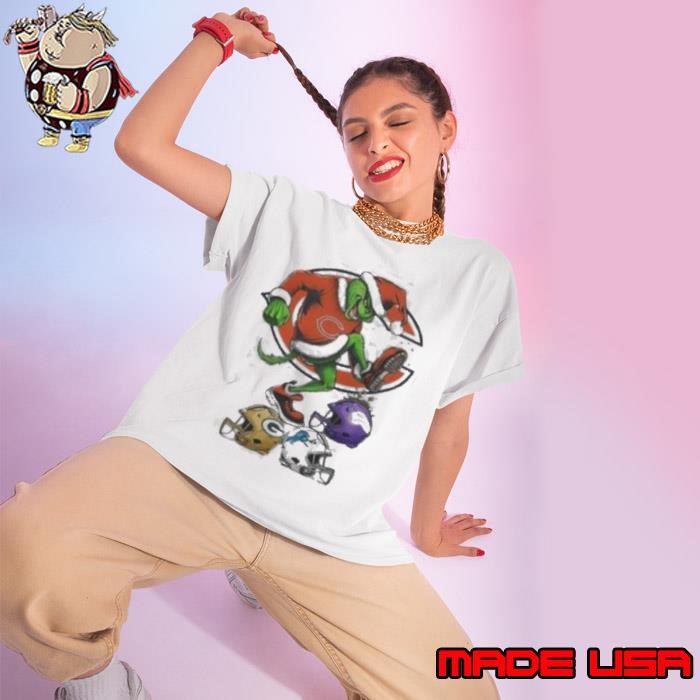Santa Grinch Chicago Bears Stomp On NFL Teams Christmas 2024 Ladies tee