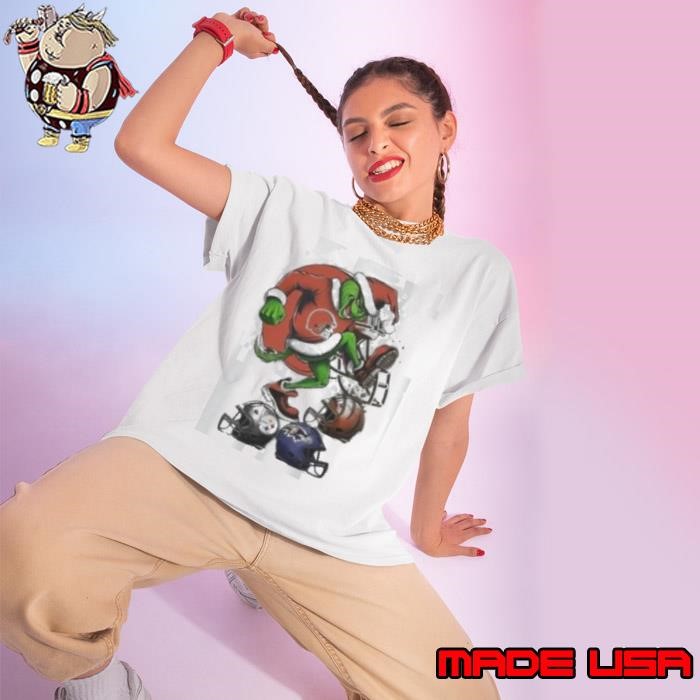 Santa Grinch Cleveland Browns Stomp On NFL Teams Christmas 2024 Ladies tee