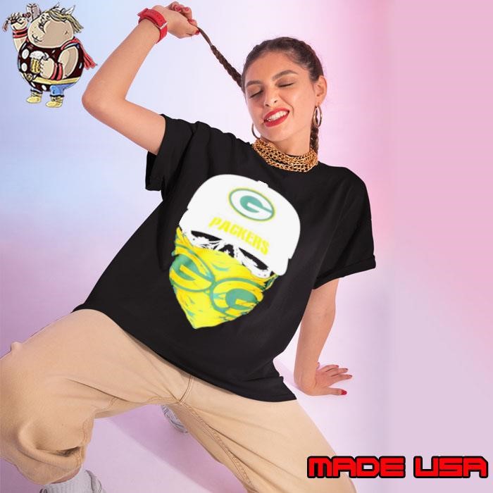 Skull face mask green bay packers Ladies tee