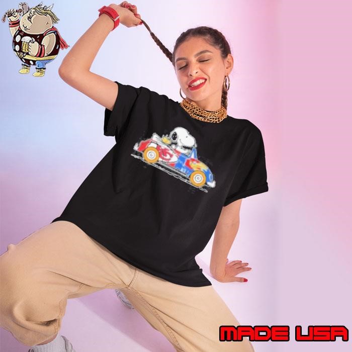 Snoopy And Woodstock Driver Car Chiefs And Jayhawks 2024 Ladies tee