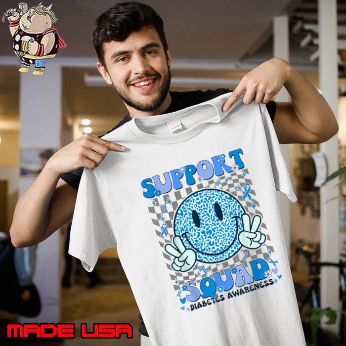 Support Squad Diabetes Awareness Blue Smile T1D Type 1 Unisex