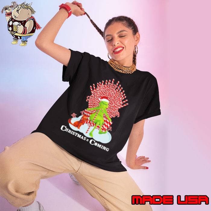 The Grinch And Dog Christmas Is Coming Ladies tee
