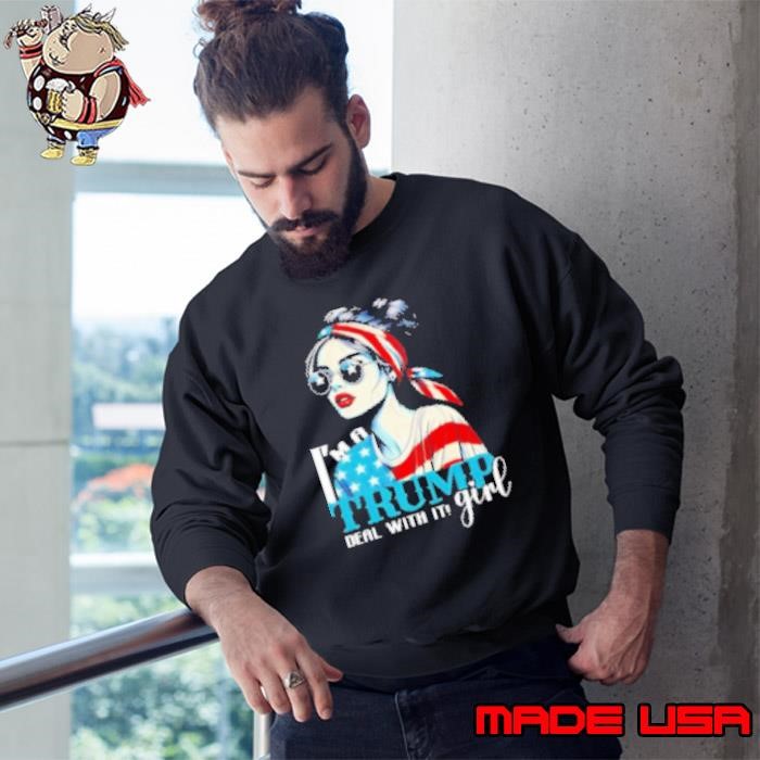 Trump Girl No Apologies Messy Bun Donald Trump 2024 American Flag Sweatshirt