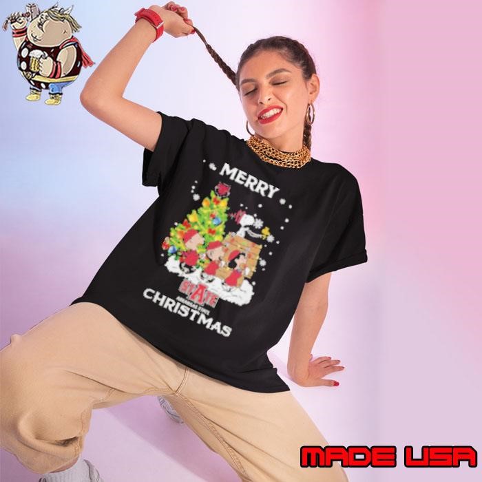 2024 Arkansas State Red Wolves Snoopy And Friends Merry Christmas Ladies tee