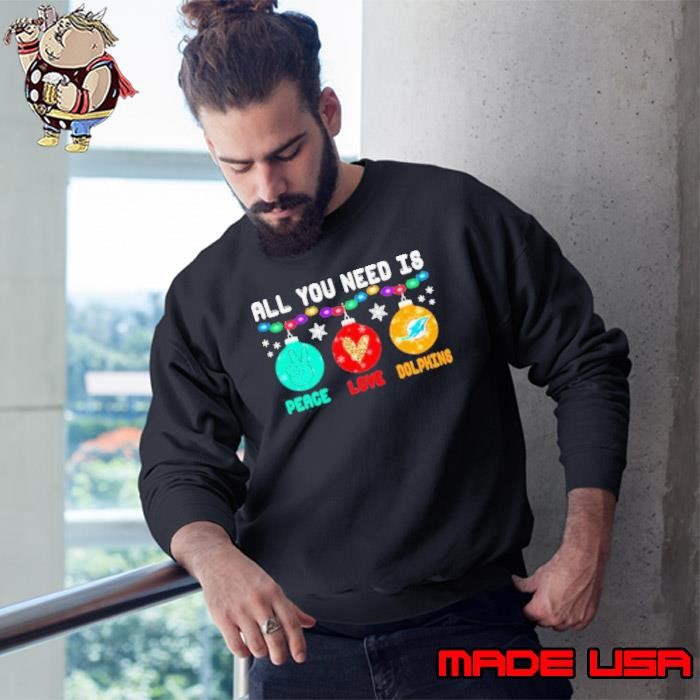 All You need is Peace love Miami Dolphins Merry Christmas light Sweatshirt