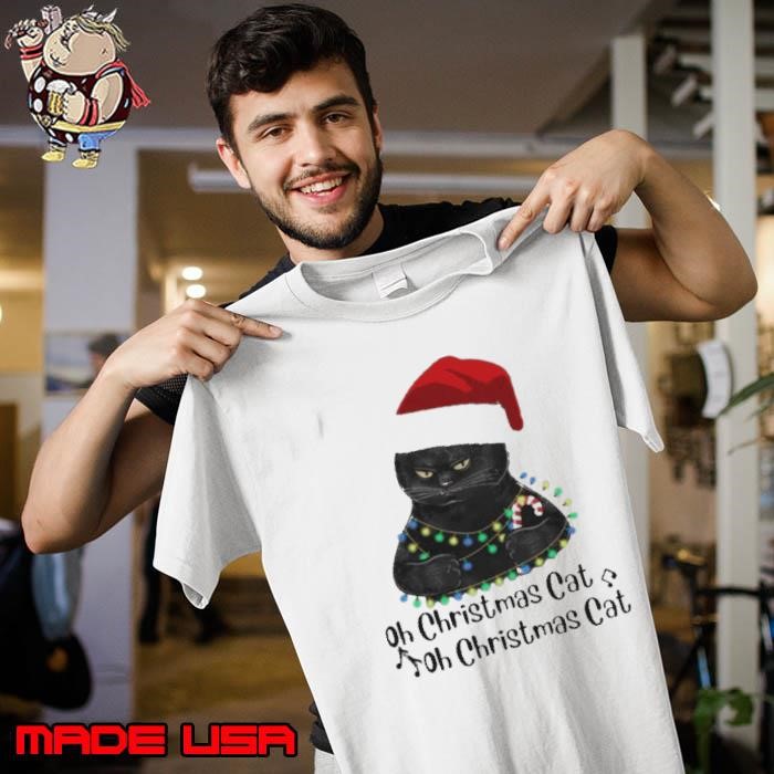 Black Cat Santa Oh Christmas Cat Oh Christmas Cat Light Unisex