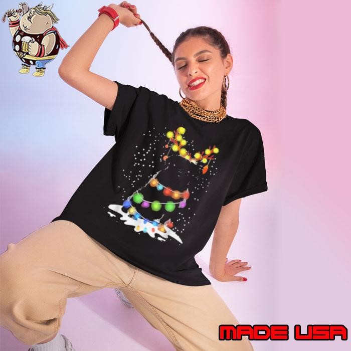 Black Pug Blinker Dog Christmas Light Ladies tee