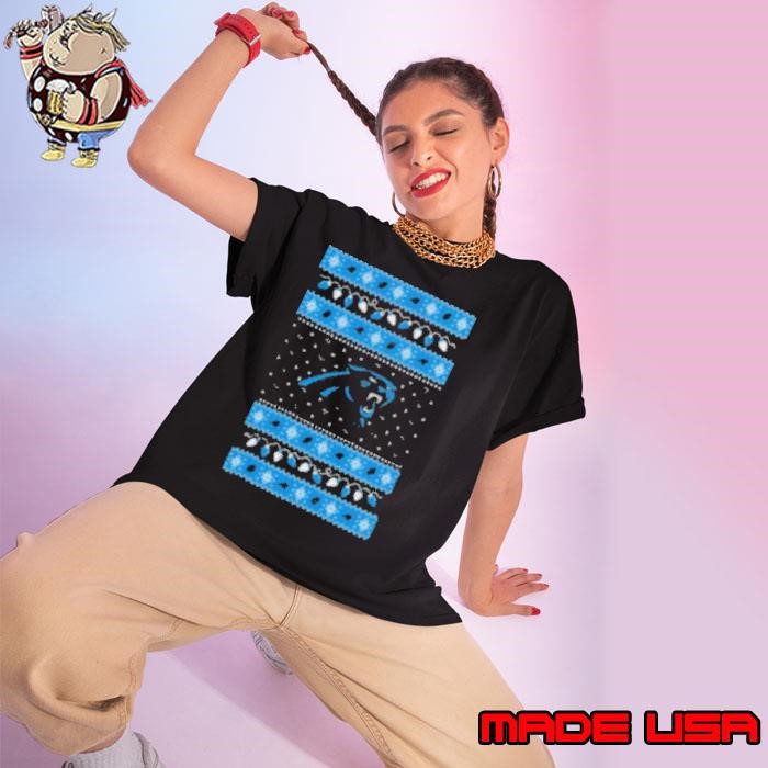 Carolina Panthers Holiday Lights Ladies tee