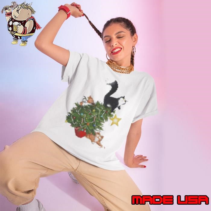 Cat Christmas Tree Ladies tee