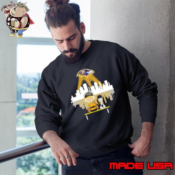 Charlie Brown And Snoopy Dog Watching City Baltimore Ravens Sweatshirt