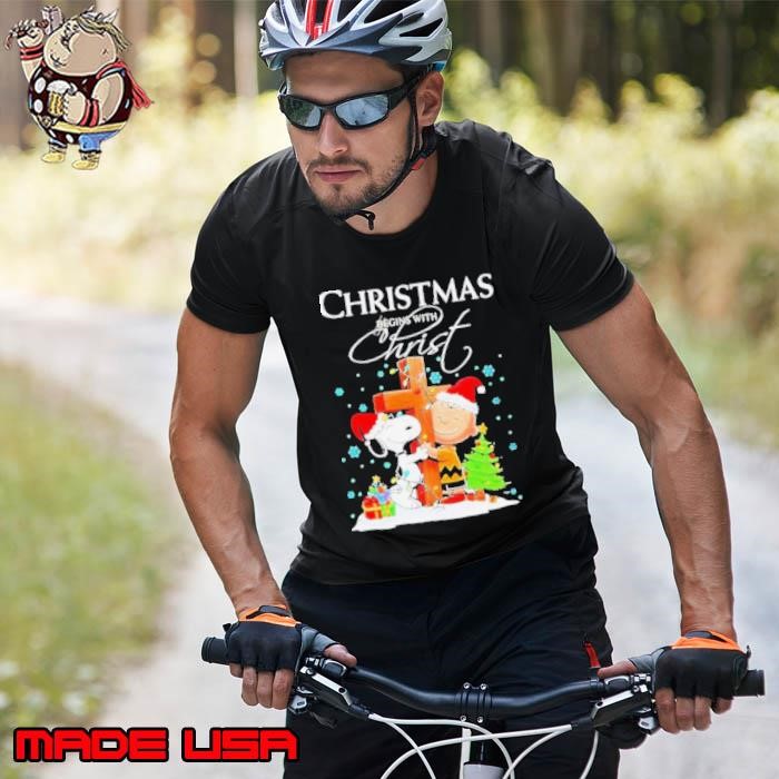 Charlie Brown and Snoopy Christmas Begins with Christ Black Unisex