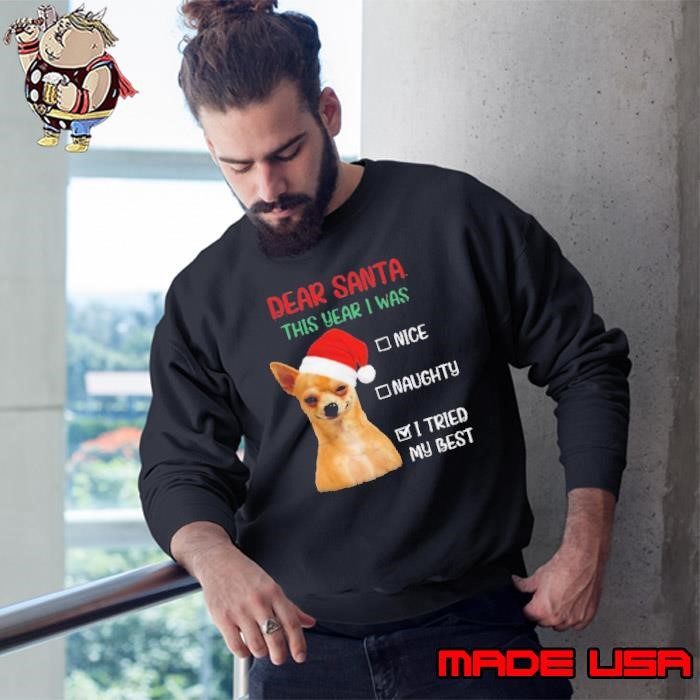 Chihuahua Dear Santa This Year I Was Nice Naughty I Tried My Best Sweatshirt