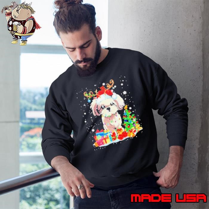 Christmas Shih Tzu Xmas Lights Reindeer Santa Shih Tzu Dog Sweatshirt