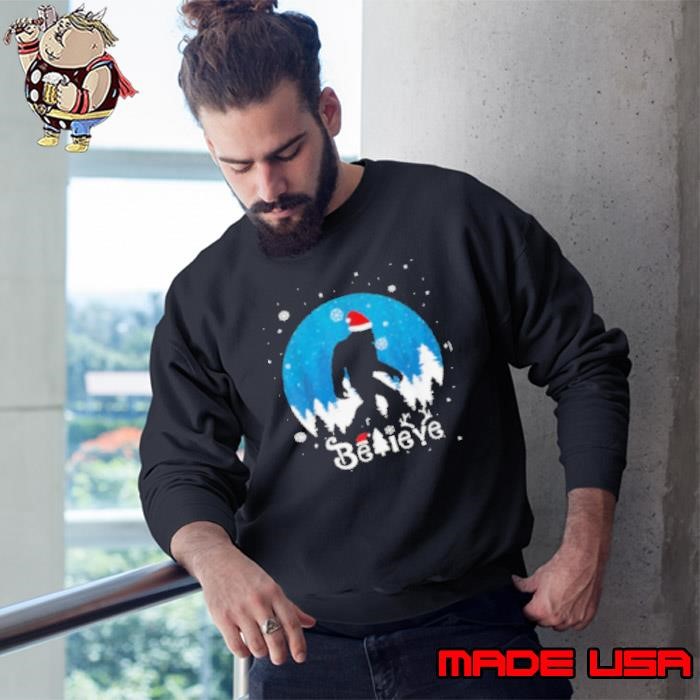 Christmas Xmas Bigfoot Believe Sasquatch In Moon Light Sweatshirt