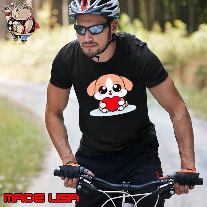 Cute dog sitting and holding heart Unisex