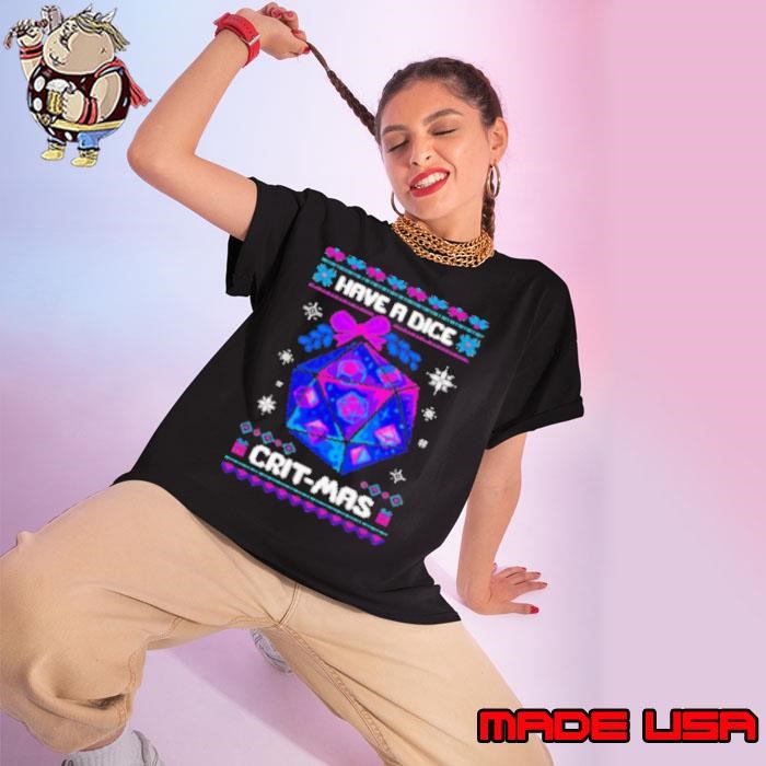 D20 have a dice crit mas Christmas Ladies tee
