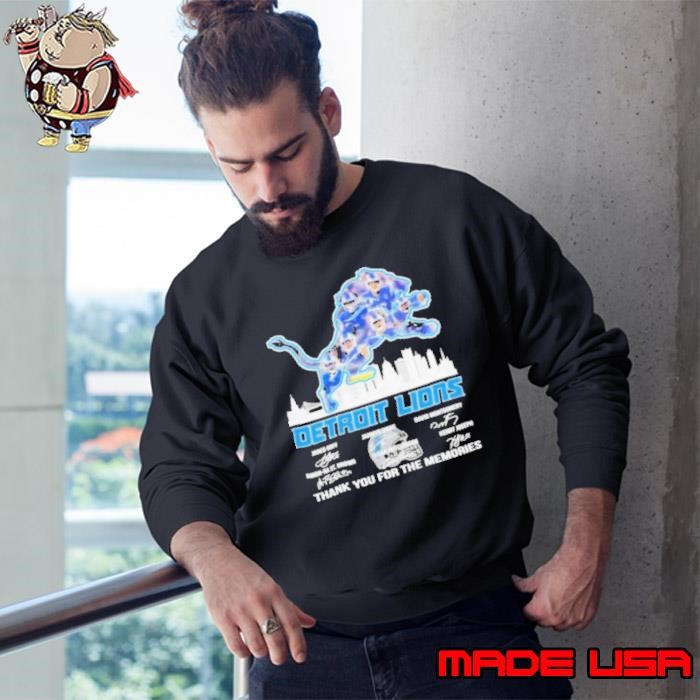 Detroit Lions Logo Players Name Thank You For The Memories Signatures Sweatshirt