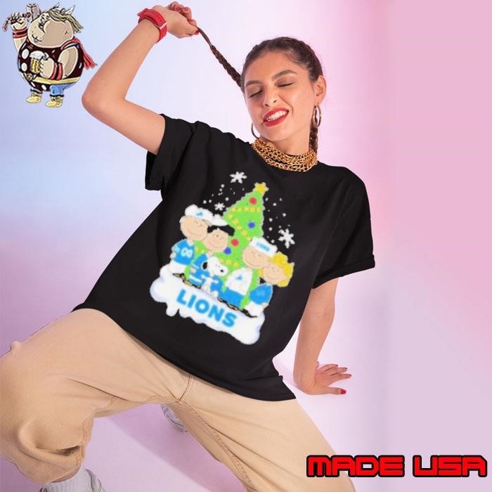 Event Christmas Peanuts Characters X Detroit Lions Ladies tee