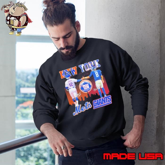 Francisco Lindor New York Mets X Daniel Jones New York Giants Sweatshirt