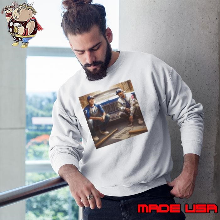 Funny Shohei Ohtani and Mookie Betts Dodgers Are 1 Win Away From Becoming World Series Champs Poster Sweatshirt