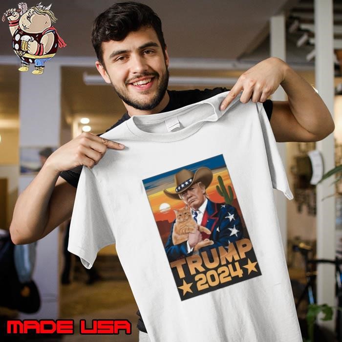 Funny Vintage Western Trump Cowboy And Cat Election 2024 Unisex