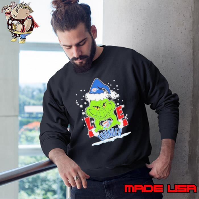 Grinch Hand Love OKC Thunder Christmas Sweatshirt