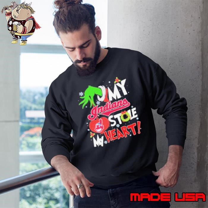 Grinch Hold My Cleveland Indians Stole My Heart Christmas Sweatshirt