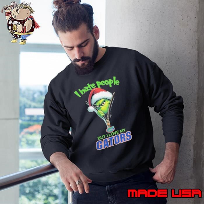 Grinch Santa Hat I Hate People But I Love Florida Gators Christmas Logo Sweatshirt