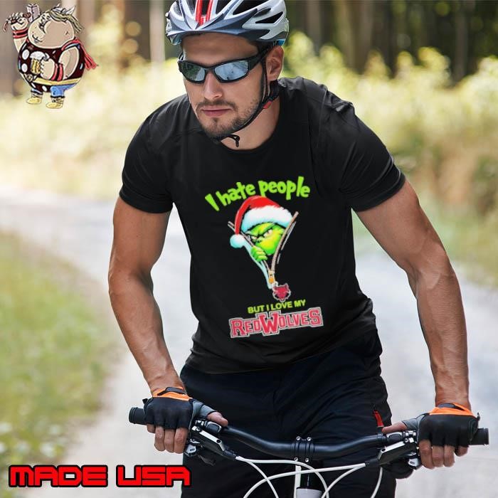 Grinch Santa Hat I Hate People But I Love My Arkansas State Red Wolves Christmas Logo Unisex