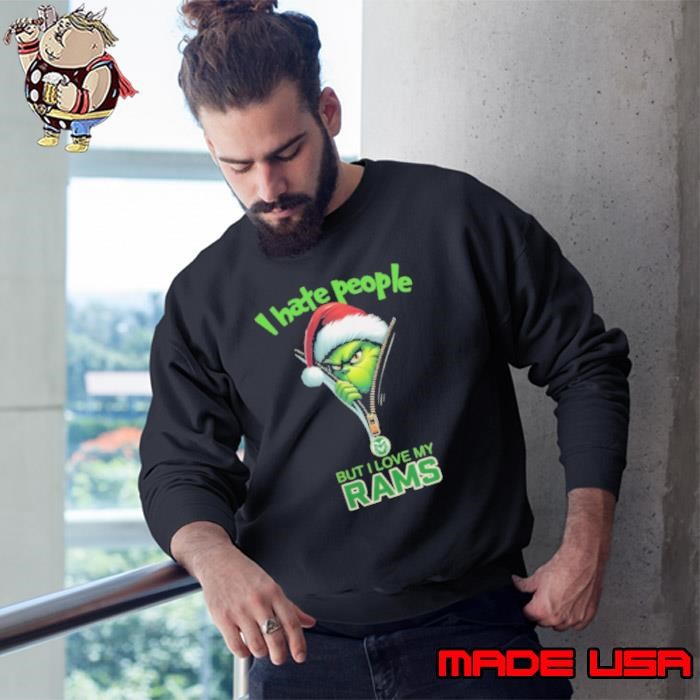 Grinch Santa Hat I Hate People But I Love My Colorado State Rams Christmas Logo Sweatshirt