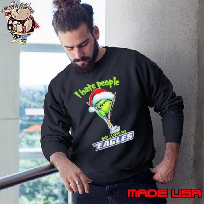 Grinch Santa Hat I Hate People But I Love My Georgia Southern Eagles Christmas Logo Sweatshirt