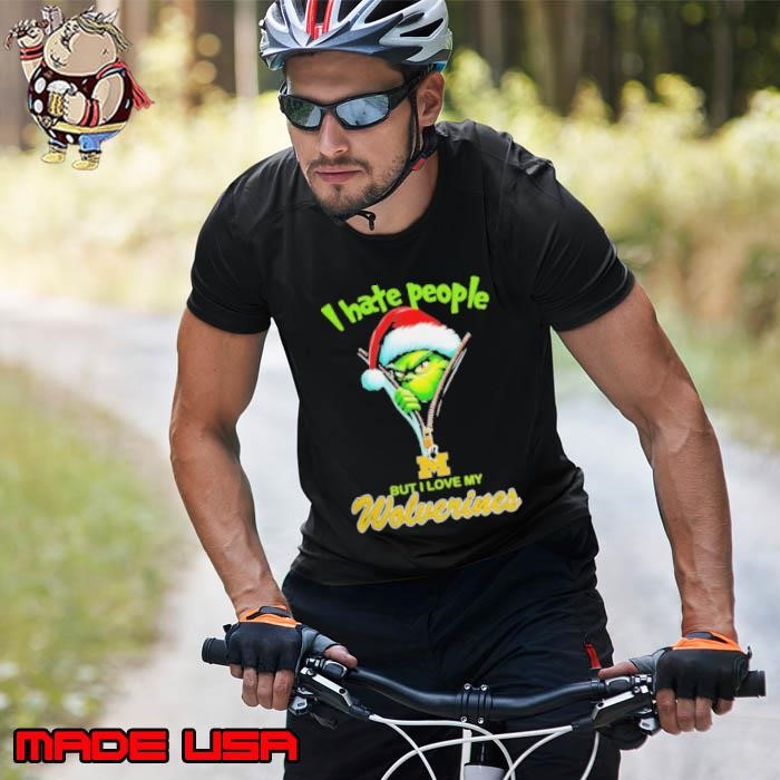 Grinch Santa Hat I Hate People But I Love My Michigan Wolverines Christmas Logo Unisex