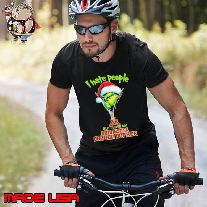 Grinch Santa Hat I Hate People But I Love My Minnesota Golden Gophers Christmas Logo Unisex