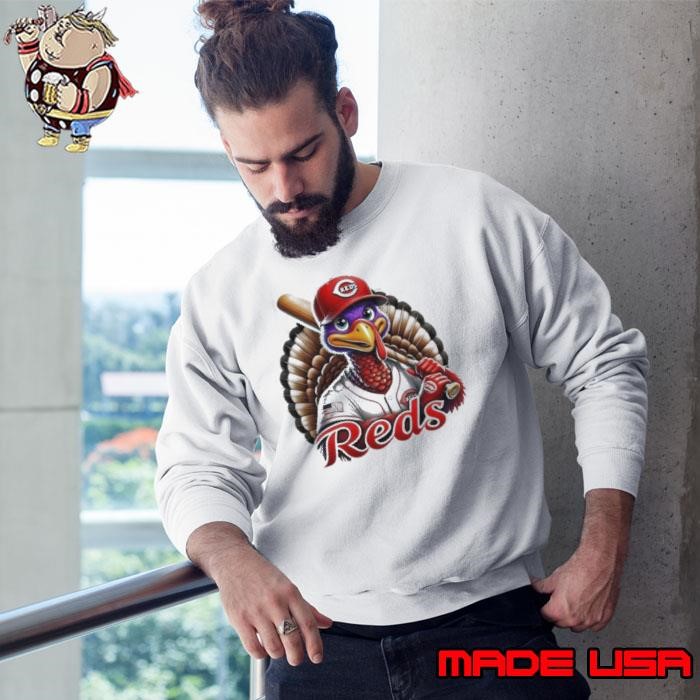 Happy Thanksgiving Cincinnati Reds Baseball Turkey 2024 Sweatshirt