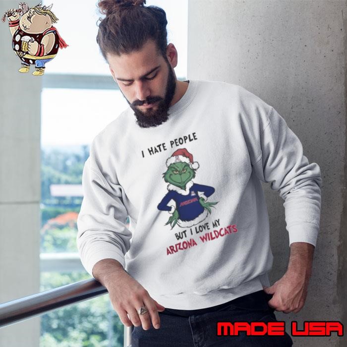 I Hate People But I Love My Arizona Wildcats Grinch Merry Christmas Sweatshirt