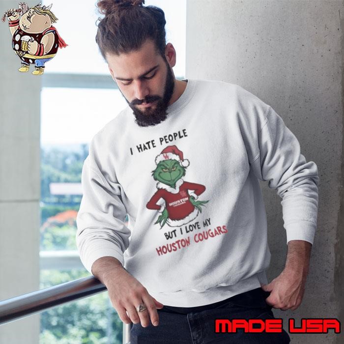I Hate People But I Love My Houston Cougars Grinch Merry Christmas Sweatshirt