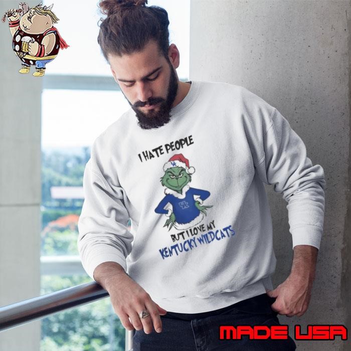 I Hate People But I Love My Kentucky Wildcats Grinch Merry Christmas Sweatshirt