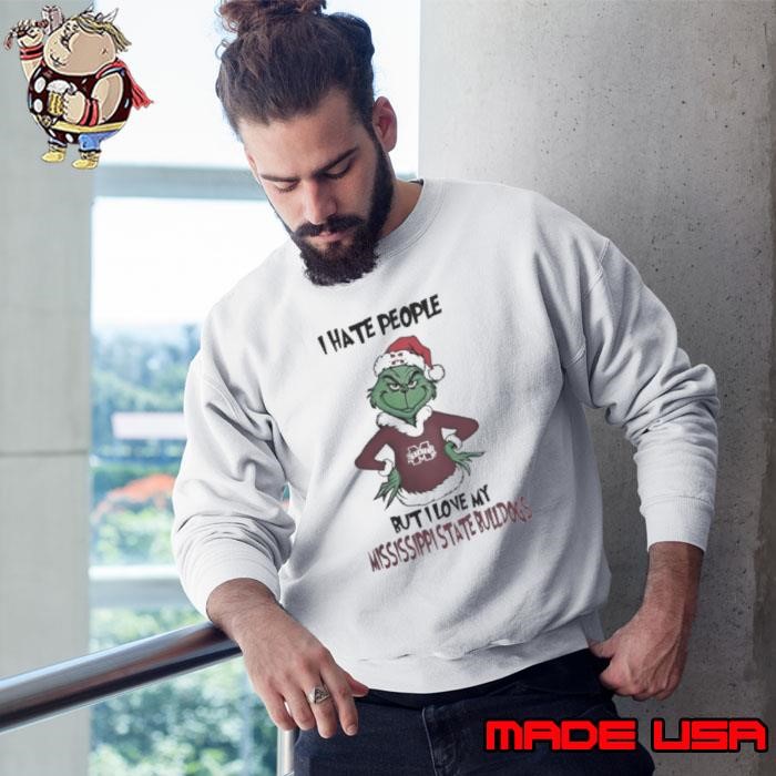 I Hate People But I Love My Mississippi State Bulldogs Grinch Merry Christmas Sweatshirt
