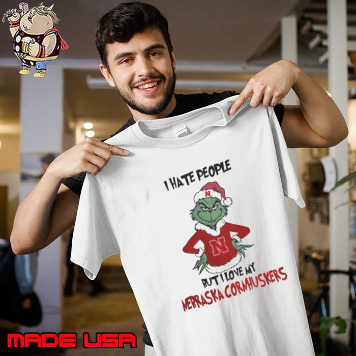 I Hate People But I Love My Nebraska Cornhuskers Grinch Merry Christmas Unisex
