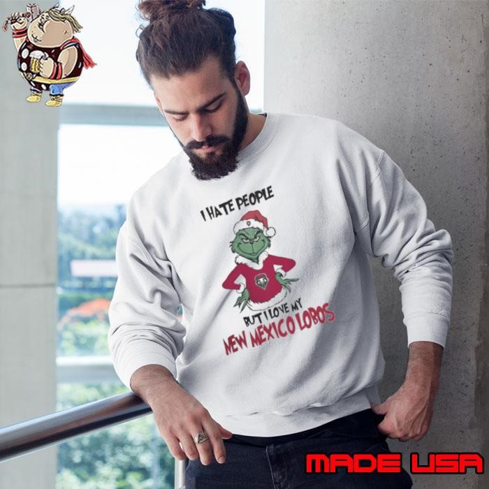 I Hate People But I Love My New Mexico Lobos Grinch Merry Christmas Sweatshirt