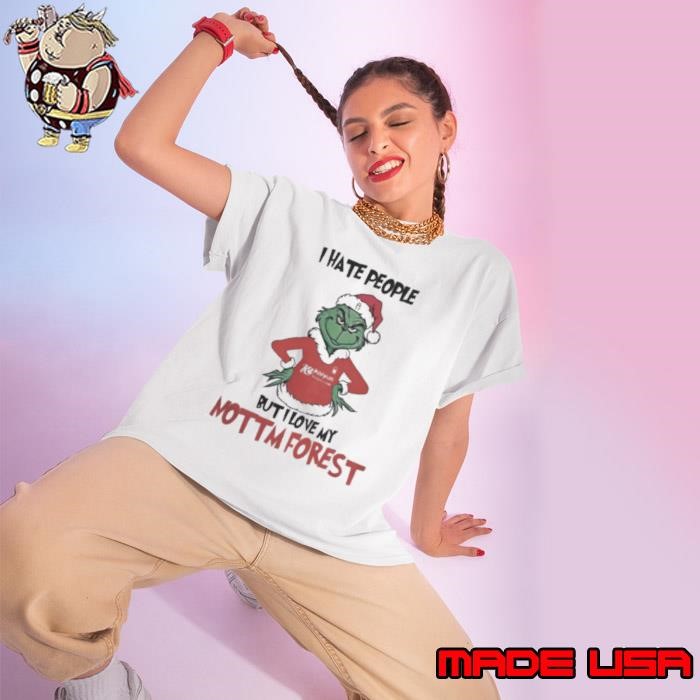 I Hate People But I Love My Nottm Forest Grinch Merry Christmas Ladies tee