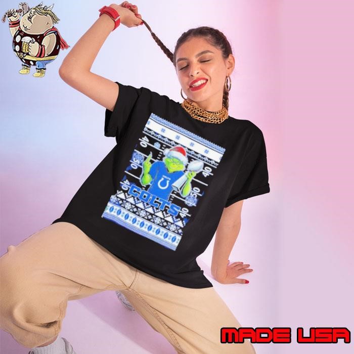 Indianapolis Colts X Grinch Christmas with Super Bowl Trophy ugly Christmas Ladies tee