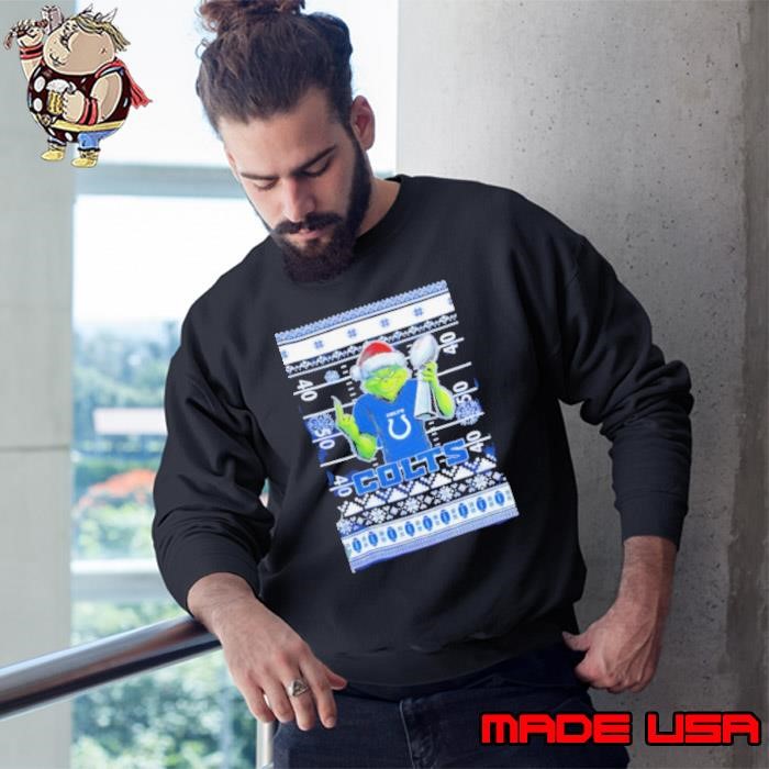 Indianapolis Colts X Grinch Christmas with Super Bowl Trophy ugly Christmas Sweatshirt
