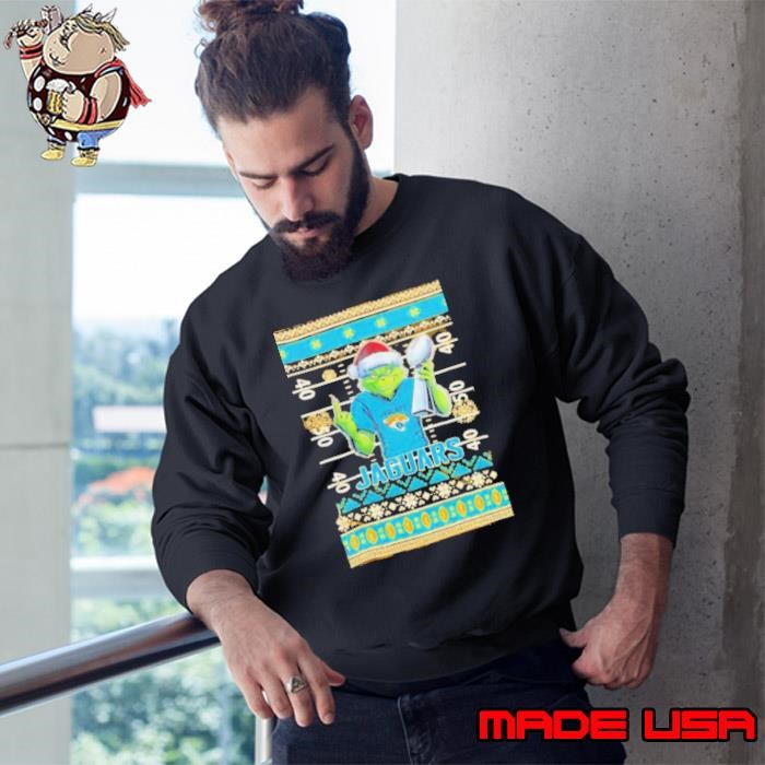 Jacksonville Jaguars X Grinch Christmas with Super Bowl Trophy ugly Christmas Sweatshirt