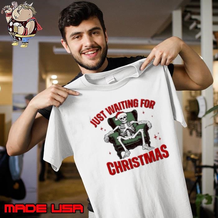 Just waiting for Christmas skeleton Santa hat Unisex